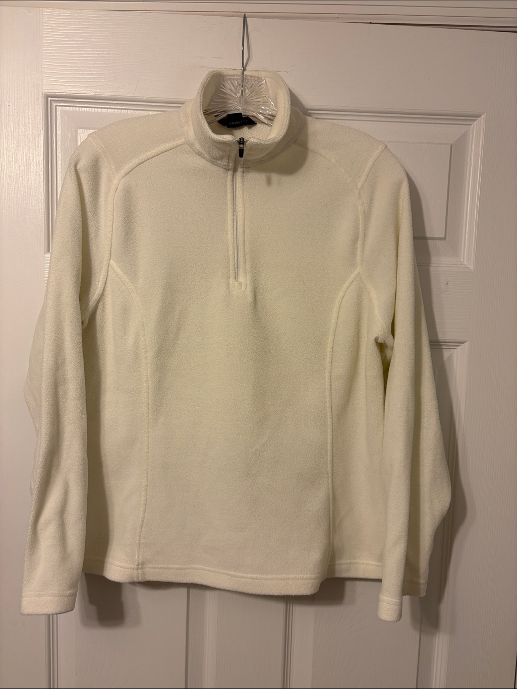 Lands' End Women's White Half-Zip Fleece Pullover